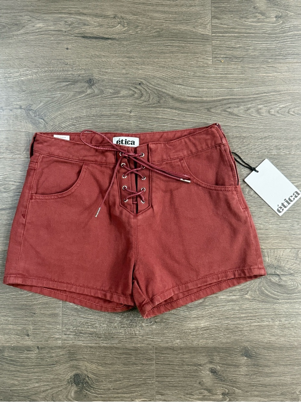 *NWT* ÉTICA Cher Lace Front Shorts in Ruby
